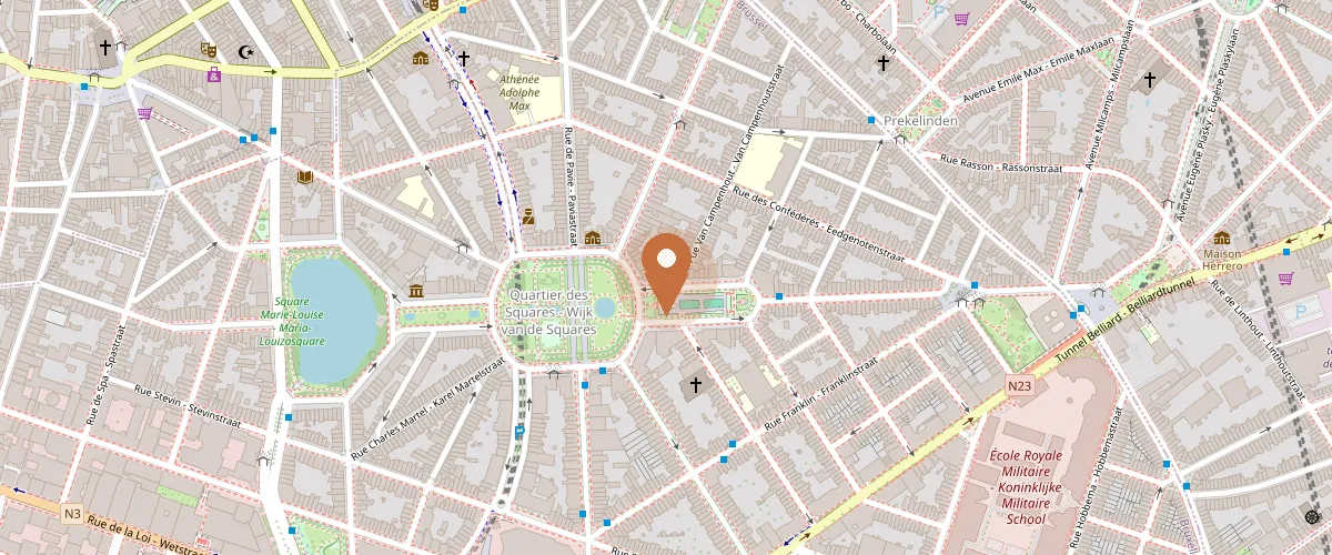 Carte : Peintre en Bâtiment Bruxelles Muréa, Square Marguerite 1, 1000 Bruxelles