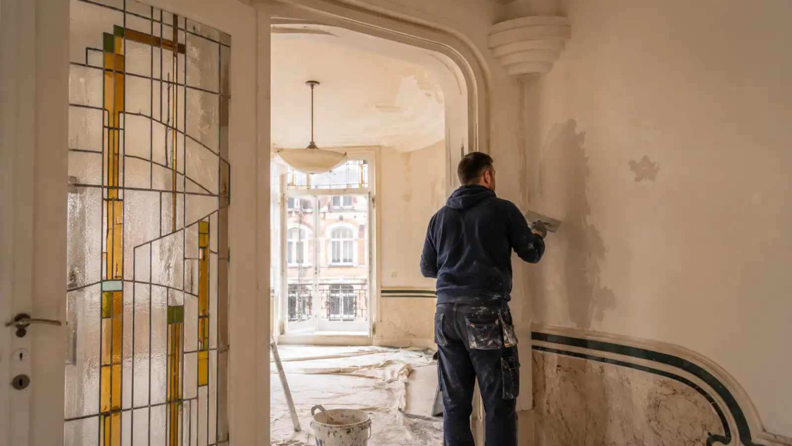 Rénovation peinture dans un appartement art déco bruxellois